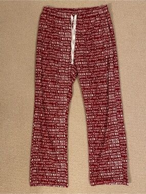 Calvin Klein Red Logo Print Pajama Pants